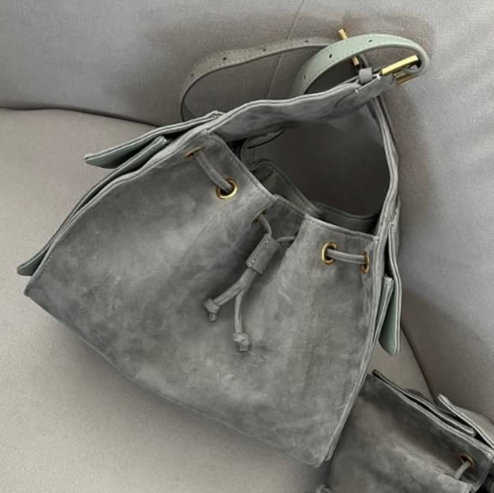 House Of Little Bunny Yumi Gray Suede Women's Bag